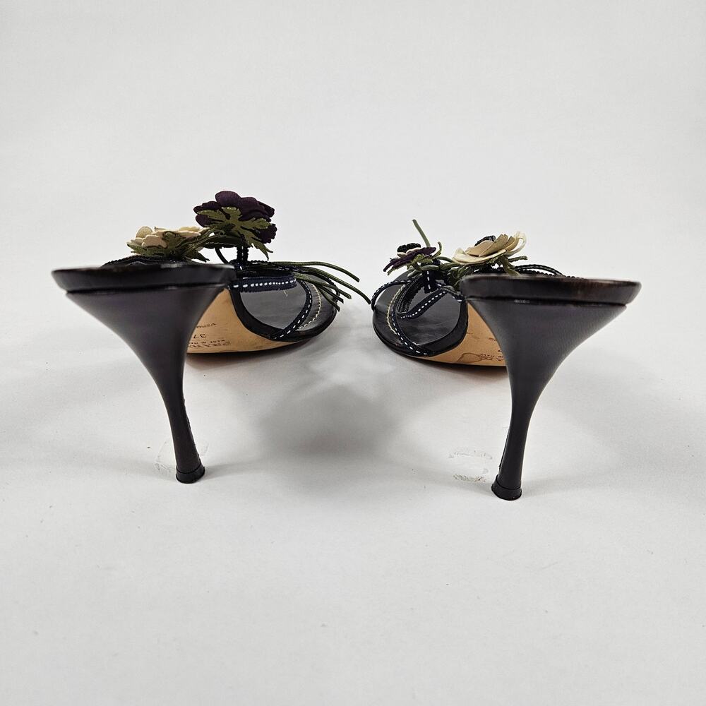 Vintage Prada Heels Leather Flower Mules Y2k - Size 37 (7) - Picture 4 of 7